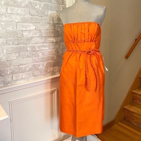 J CREW STRAPLESS SILK TANGERINE SPECIAL OCCASION DRESS - Picture 1 of 5